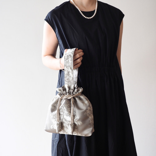 ラスト1】尾州織の巾着バッグ・和装ドレスにも/七五三/成人式/結婚式