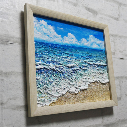 油絵 油彩 油彩画 絵画 絵 変形キャンバス【砂浜の波】 油絵 油彩 油彩画 絵画 絵 変形キャンバス【砂浜の波