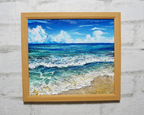 油絵 油彩 油彩画 絵 絵画 【真夏の海】 絵画 HR 通販