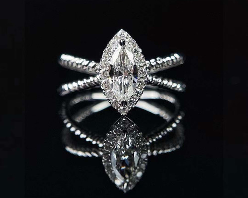 GIA鑑定書付き 0.33ct天然ダイヤモンド 指輪 K18 マーキスカット 指輪