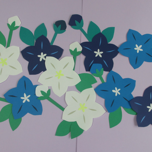 専用　壁面飾り　9点 ききょう 9輪 〈夏～秋の壁面〉 画用紙 壁面飾り 保育園