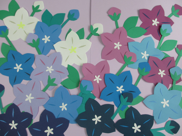 ききょう 9輪 〈夏～秋の壁面〉 画用紙 壁面飾り 保育園・幼稚園