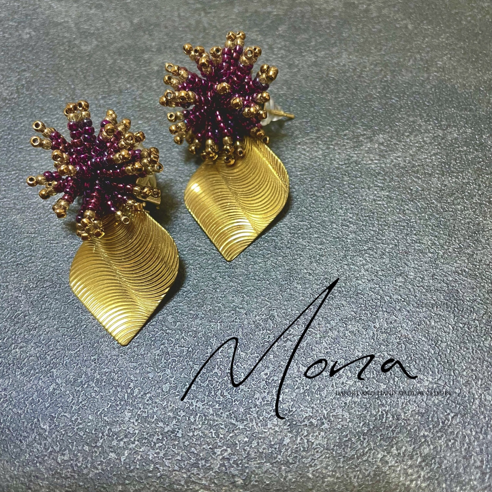 【SUS304／316】真鍮 ビーズフラワーピアス＆イヤリング／大ぶり ゴージャス