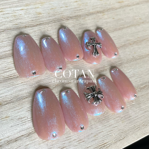 ネイルチップ クロムネイル y2kネイル ピンクネイル キラキラ