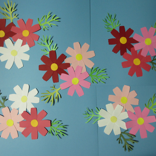 コスモス 〈秋の壁面〉 画用紙 壁面飾り 保育園・幼稚園・学校・図書館