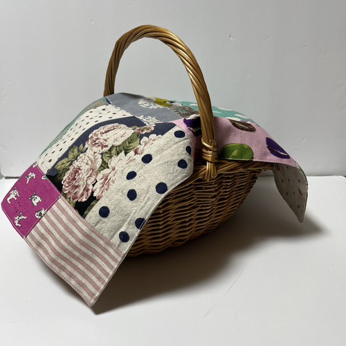 ハンドメイド+パッチワーク+フレンチブルドッグ+薔薇+フリーマット
