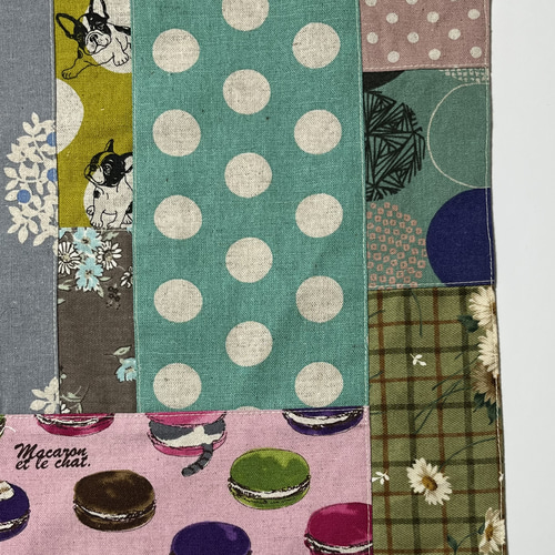ハンドメイド+パッチワーク+フレンチブルドッグ+薔薇+フリーマット