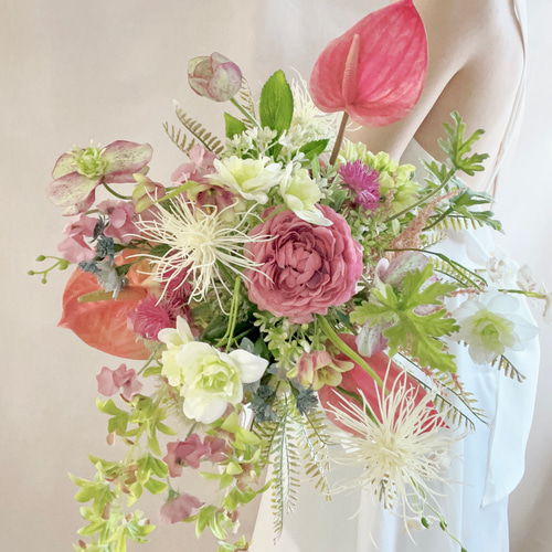 リゾートブーケカラフルアーティフィシャルフラワーブーケウェディング