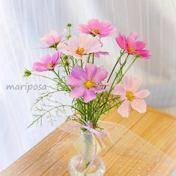 お正月飾り　ピンクの椿　葉牡丹　アレンジメント ○S5 椿 南天 葉牡丹 ビーズフラワーでお正月飾り しめ縄