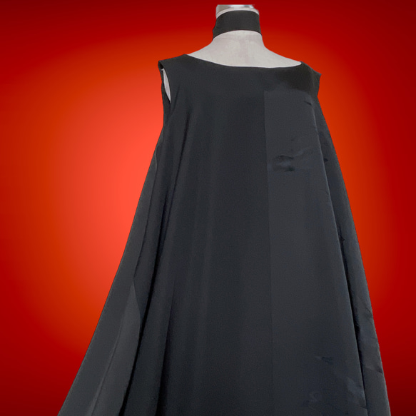 留袖ワンピース 着物 テントワンピース 着物ワンピース ゆったり 結婚式 衣装 着物リメイク黒 M～3L（B6812） 