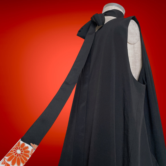 留袖ワンピース 着物 テントワンピース 着物ワンピース ゆったり 結婚式 衣装 着物リメイク黒 M～3L（B6812） 