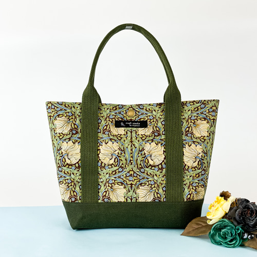 ウィリアム・モリス生地使用「ピンパーネル」 トートバッグ (中