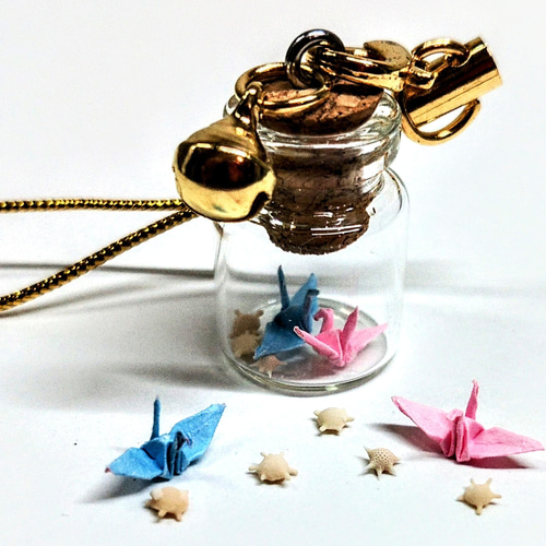 幸運を呼ぶ極小ミニ折鶴ストラップ 翔鶴鈴 Origami Crane wiht