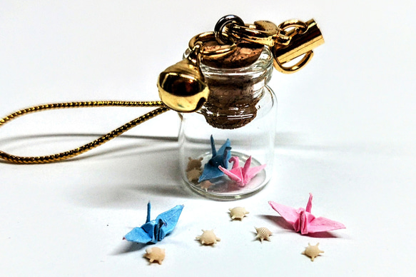 幸運を呼ぶ極小ミニ折鶴ストラップ 翔鶴鈴 Origami Crane wiht