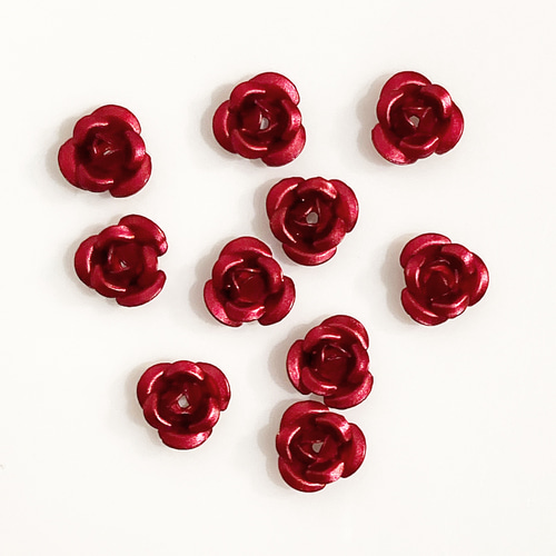 ネイル パーツ 3D 薔薇 花 スタッズ 赤 レッド 20個 (D297) デコパーツ