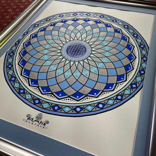 神聖幾何学アート【水色曼荼羅】 絵画 kitatik 通販 18134998｜Creema