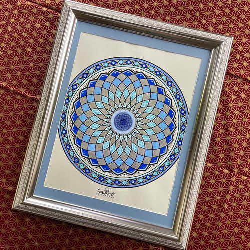 神聖幾何学アート【水色曼荼羅】 絵画 kitatik 通販 18134998｜Creema