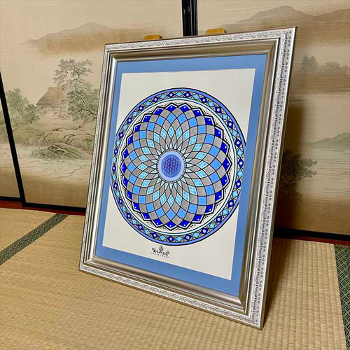 神聖幾何学アート【水色曼荼羅】 絵画 kitatik 通販 18134998｜Creema