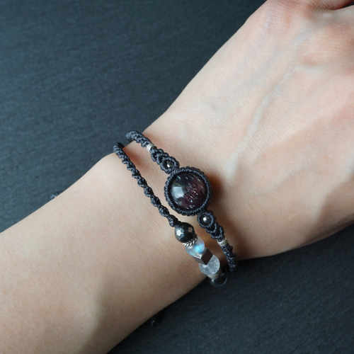 希少石】花火スーパーセブン（エレスチャルクォーツ）の二重マクラメ