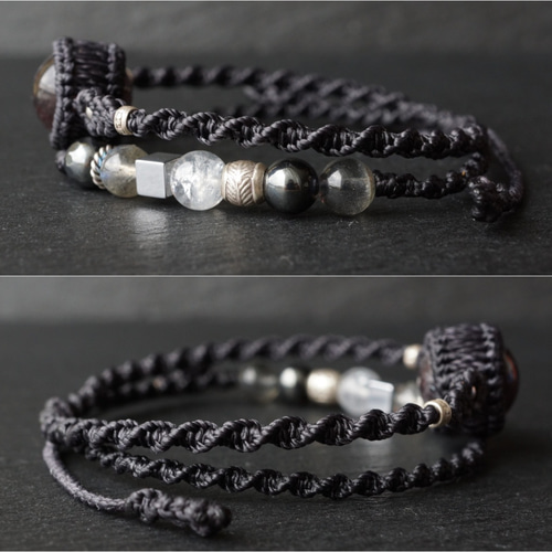 希少石】花火スーパーセブン（エレスチャルクォーツ）の二重マクラメ