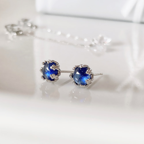 秋の誕生石 】ブルー サファイア ピアス silver925 2way ピアス