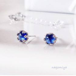 ブルーサファイアのピアス 秋の誕生石 】ブルー サファイア ピアス silver925 2way ピアス