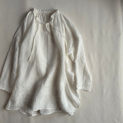 【受注製作】ベルギーリネンローン★フリルネックのプルオーバー★27色から選べます★フリーサイズ★ 6枚目の画像