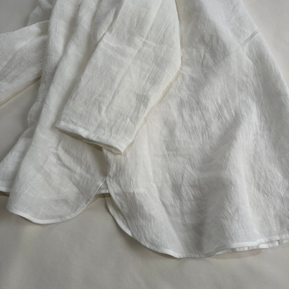 【受注製作】ベルギーリネンローン★フリルネックのプルオーバー★27色から選べます★フリーサイズ★ 14枚目の画像