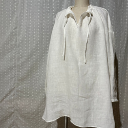 【受注製作】ベルギーリネンローン★フリルネックのプルオーバー★27色から選べます★フリーサイズ★ 19枚目の画像