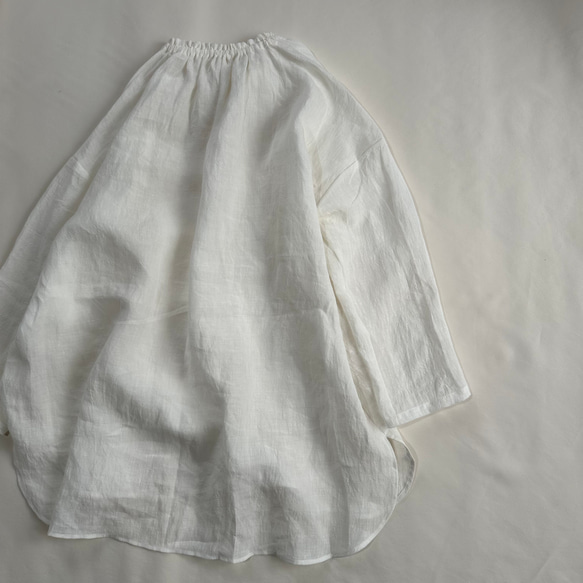 【受注製作】ベルギーリネンローン★フリルネックのプルオーバー★27色から選べます★フリーサイズ★ 11枚目の画像