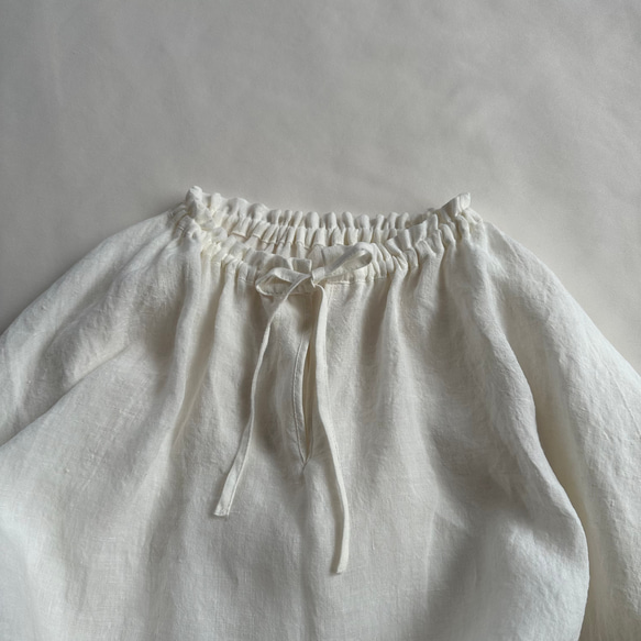 【受注製作】ベルギーリネンローン★フリルネックのプルオーバー★27色から選べます★フリーサイズ★ 12枚目の画像