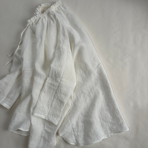 【受注製作】ベルギーリネンローン★フリルネックのプルオーバー★27色から選べます★フリーサイズ★ 13枚目の画像