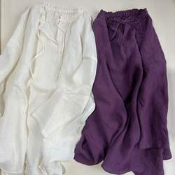 【受注製作】ベルギーリネンローン★フリルネックのプルオーバー★27色から選べます★フリーサイズ★ 1枚目の画像