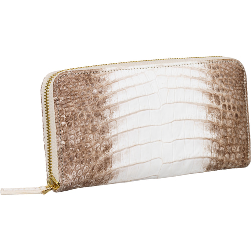 S級革 ヒマラヤ クロコダイル 革 財布 片マチ 大きく開く 肚革 長財布  