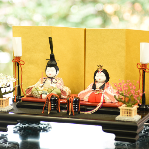 ❀木目込み雛人形❀大きいお雛様❀木目込人形 雛人形 木目込15人収納飾り【P82424】 木目の綺麗なコンパクト