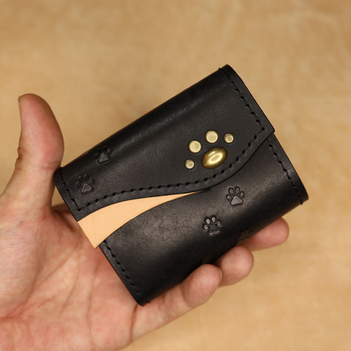 【イタリアンレザー】 ミニ財布 （ 黒 ）【 ハンドメイド 】 楽天市場】【クーポン利用20%OFF】 ミニ財布 レディース メンズ