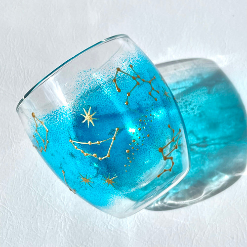 限定7個/ラッピング無料】12星座たちWウォール耐熱グラス 手描き/星