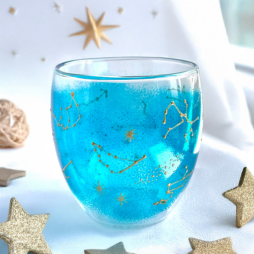 限定7個/ラッピング無料】12星座たちWウォール耐熱グラス 手描き/星