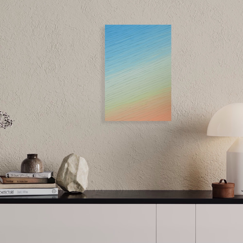 夕日の景色】アート - ブルー オレンジ グラデーション 空（N-#57