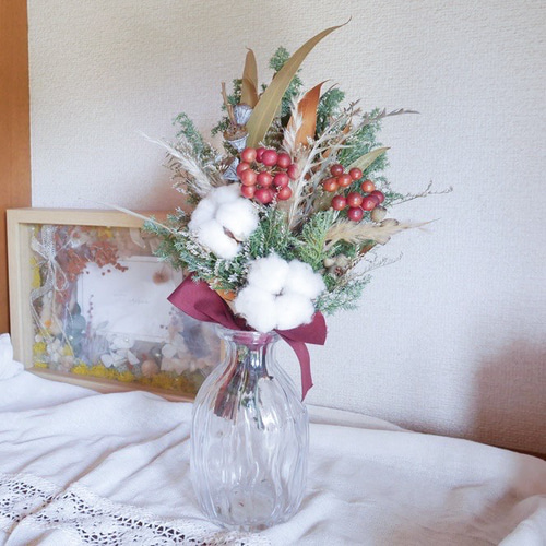 冬を彩るクリスマススワッグ ドライフラワー 冬 プレゼント ドライ