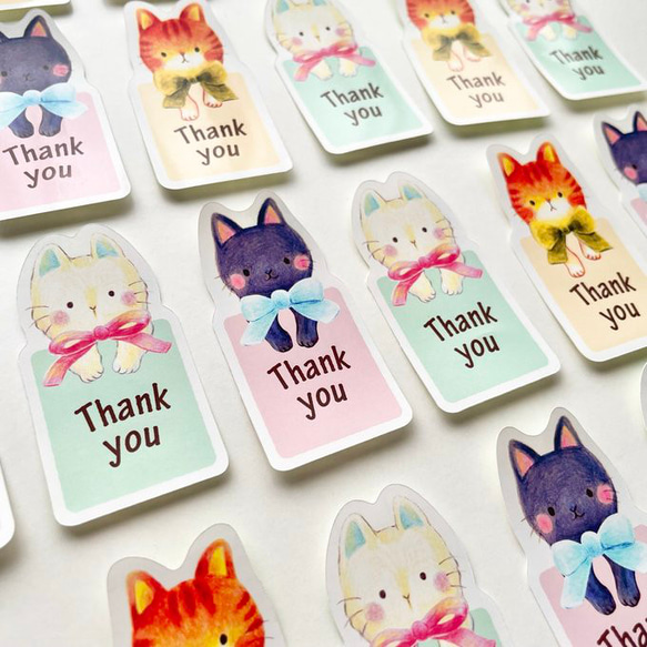 3匹の猫のthank youシール【お好きな文字に変更も可】 5枚目の画像