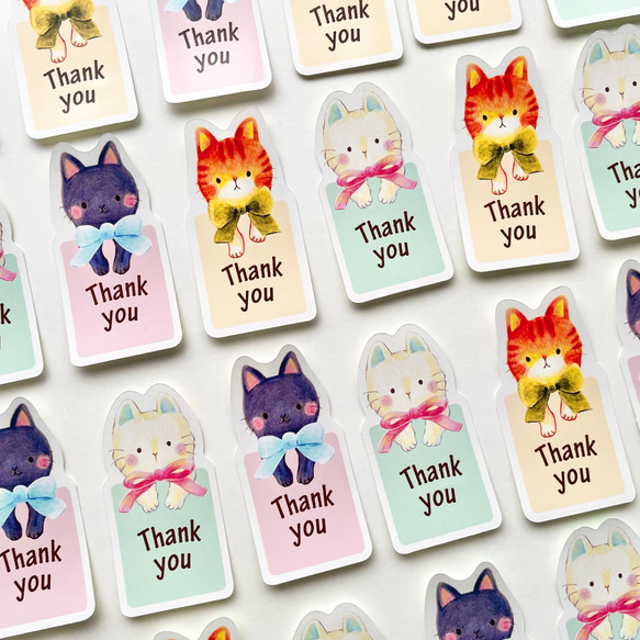 3匹の猫のthank youシール【お好きな文字に変更も可】 1枚目の画像