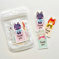 3匹の猫のthank youシール【お好きな文字に変更も可】 2枚目の画像