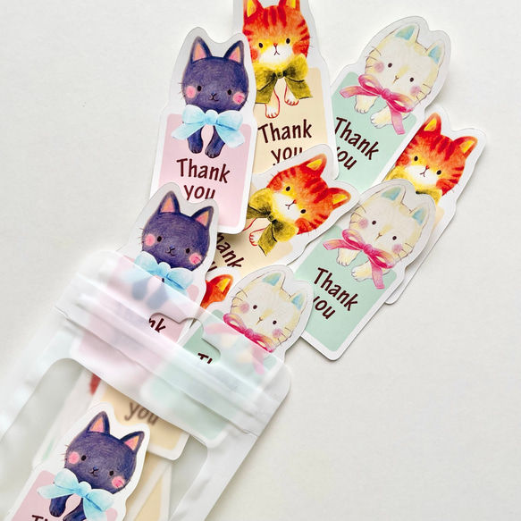 3匹の猫のthank youシール【お好きな文字に変更も可】 10枚目の画像