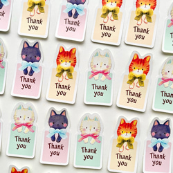 3匹の猫のthank youシール【お好きな文字に変更も可】 6枚目の画像