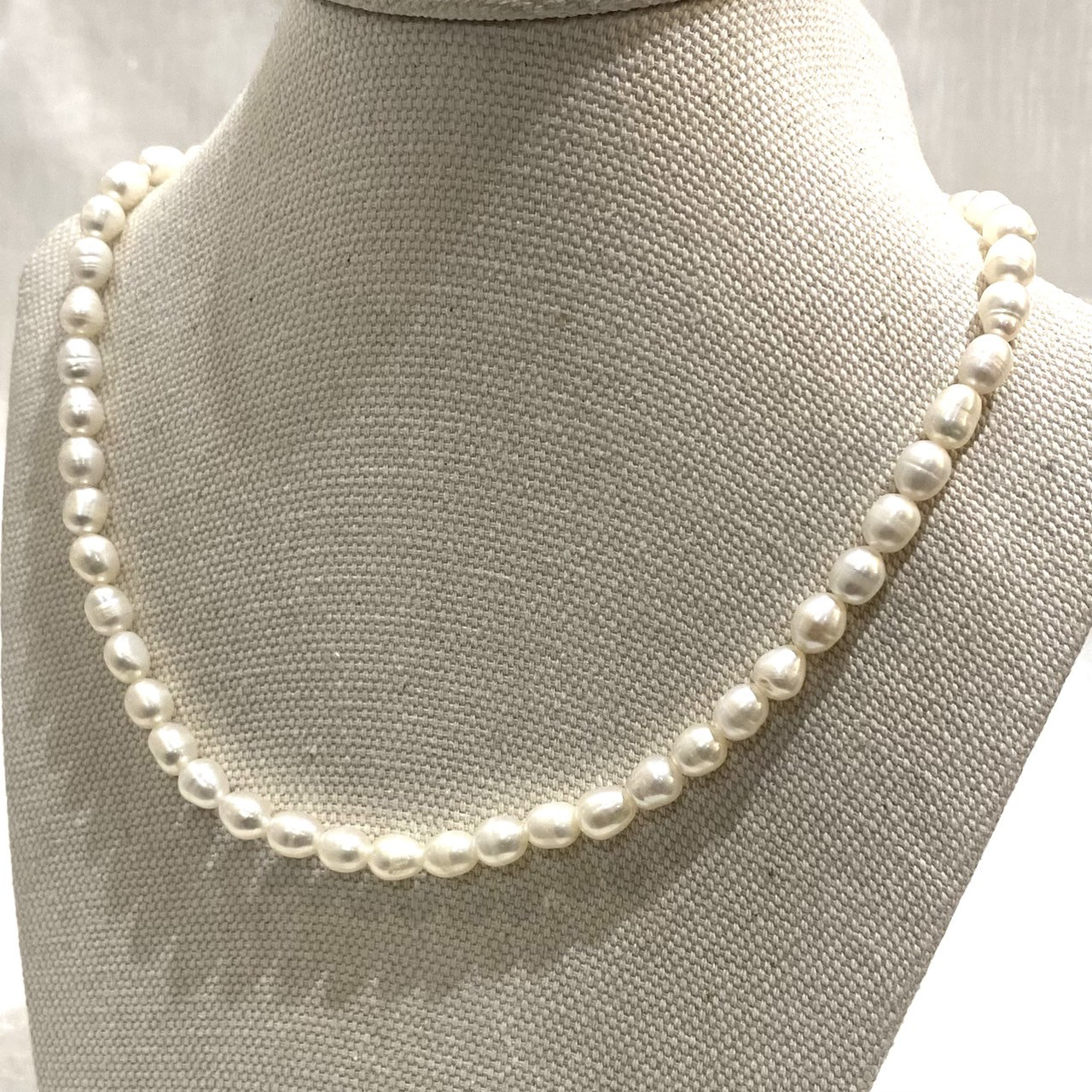 【SILVER925】淡水真珠 AAA グレード 7X6mm 38cm  　冠婚葬祭