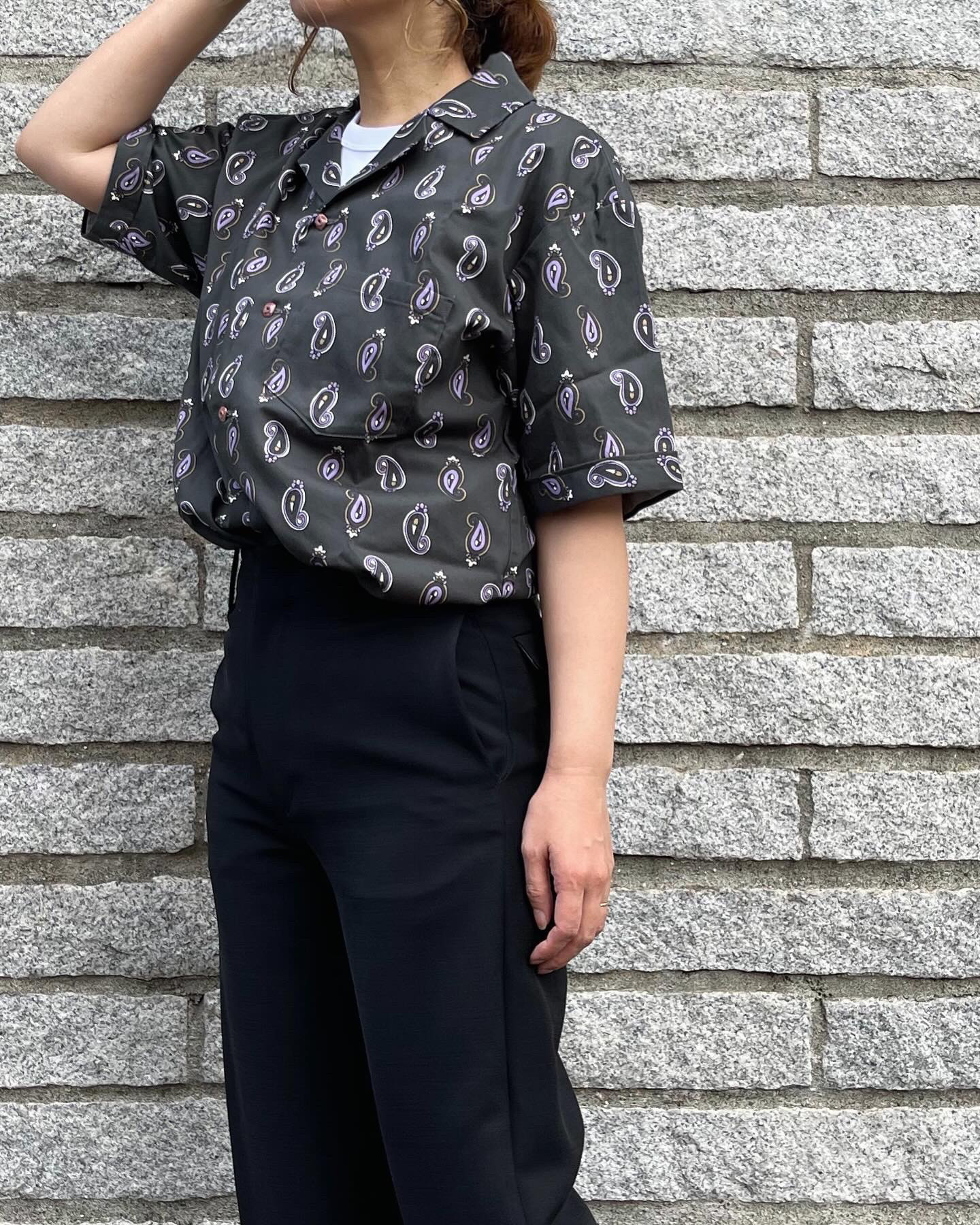 オープンカラーシャツ【CHARCOALペイズリー柄】