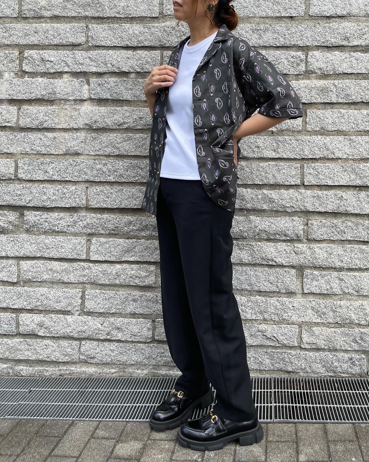 オープンカラーシャツ【CHARCOALペイズリー柄】