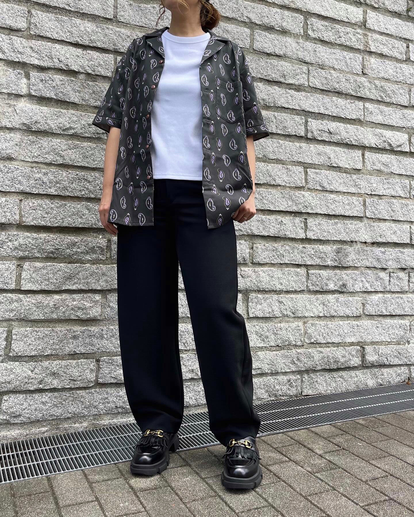 オープンカラーシャツ【CHARCOALペイズリー柄】