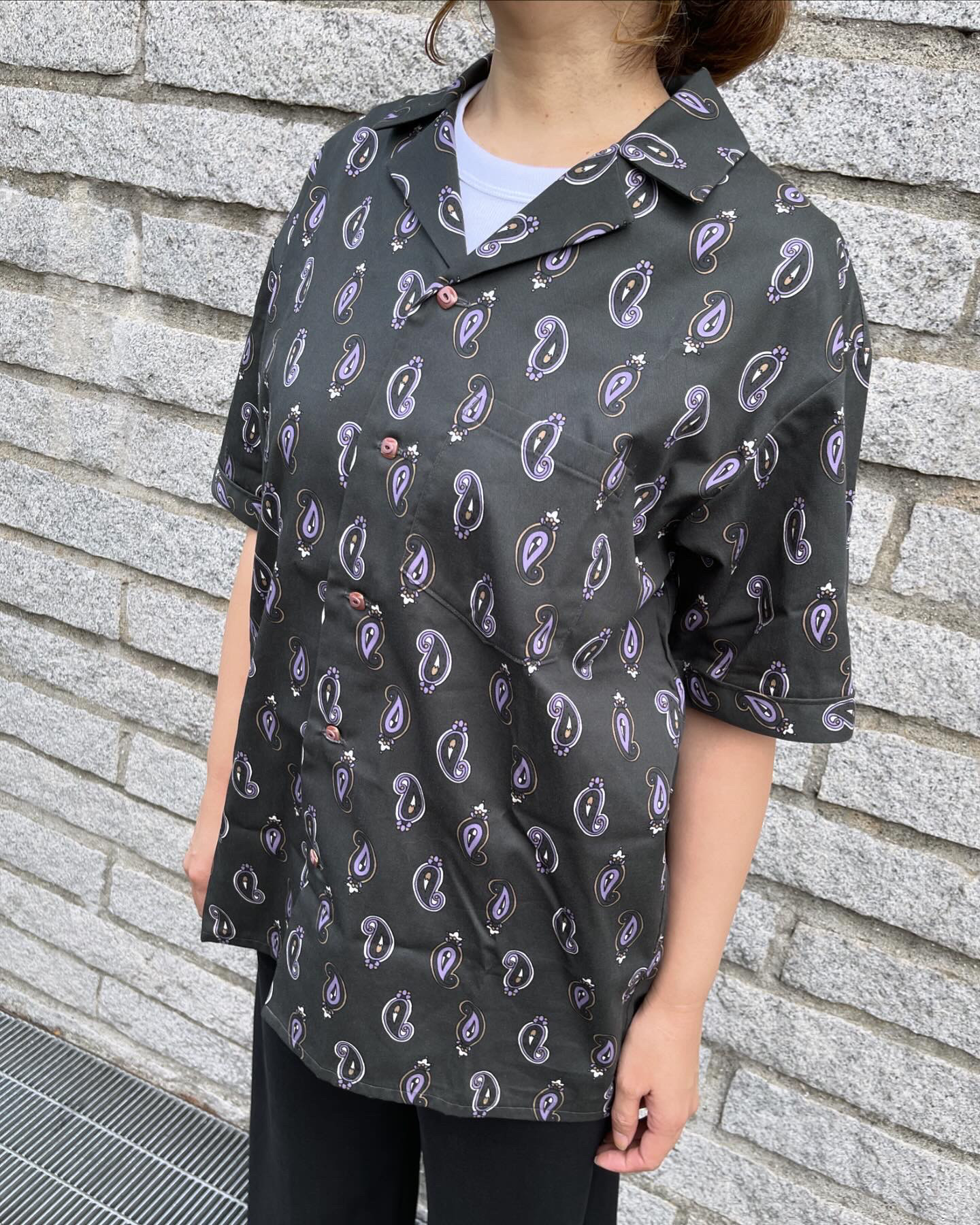 オープンカラーシャツ【CHARCOALペイズリー柄】